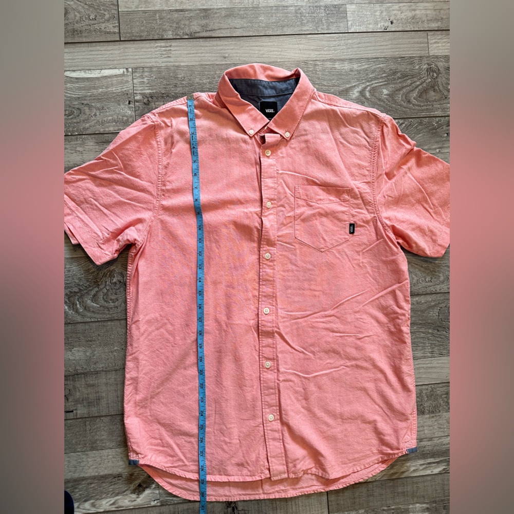 Vans Off The Wall Button Down Shirt - Large Classic Fit Pink/Salmon 100% Cotton - Picture 3 of 7